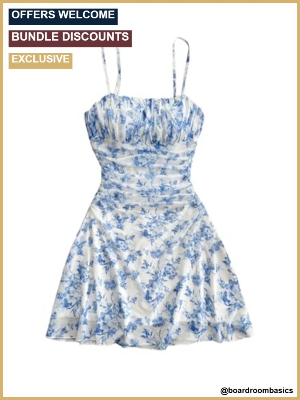 Boho Floral Flowy Mini Dress Sleeveless Ruched Bust Adjustable Straps Vacation